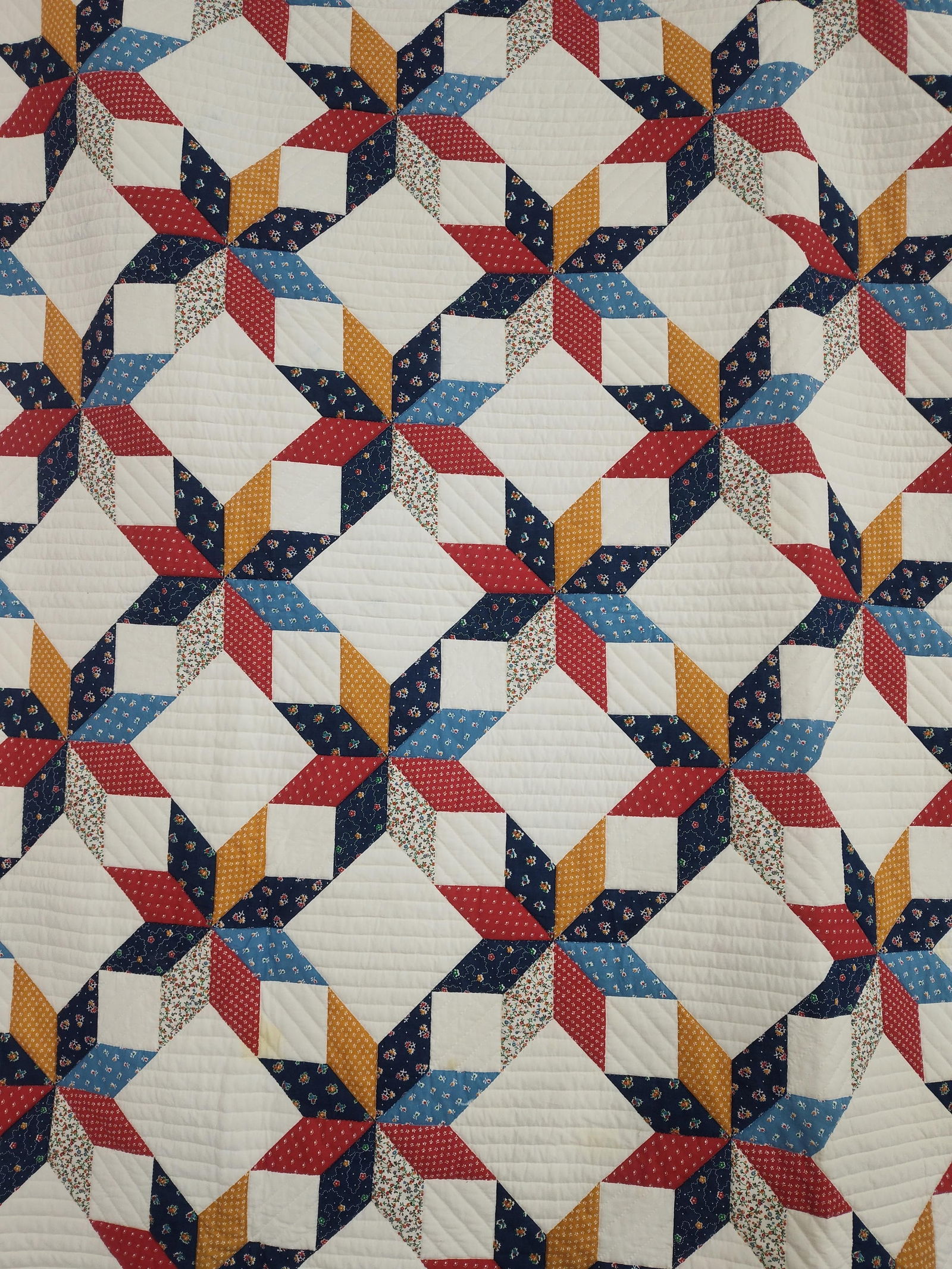 Hand quilted by Barberton Citizens Hospital Auxiliary multi pattern star quilt with ribbing (1 of 10)