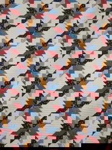Hand quilted by Barberton Citizens Hospital Auxiliary multi pattern star quilt with ribbing: showing minor areas of soiling 86x96