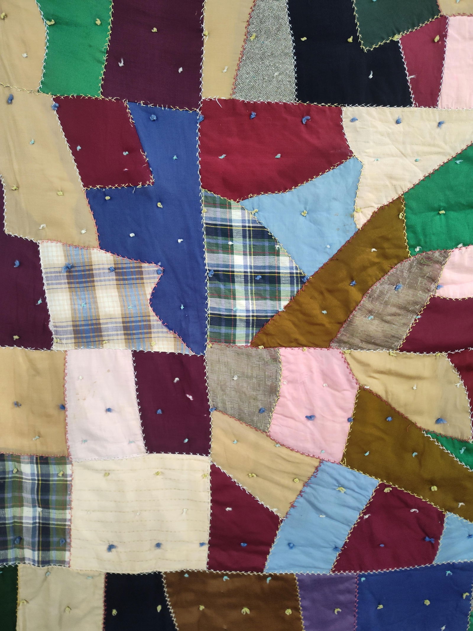 Hand sewn flannel back quilted crazy quilt (1 of 8)