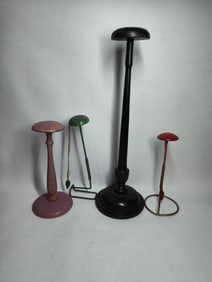 Lot of 4 early Millinery countertop hat stands