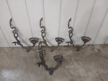 Ornate Cast Iron Oil Lamp Brackets
