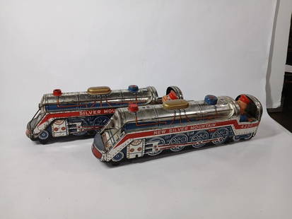 Silver Mountain TIn Litho Trains: Japanese tin toys, each is 16 inches long. Model 4230 and 3525. These have not been tested