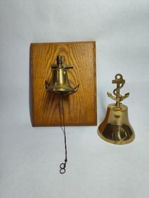 Solid brass Naval Nautical USS Witek hand bell & nautical mounted wall bell