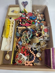 Loaded jewelry lot inc. beads, pearls, necklaces, bracelets, pins, pendants and more