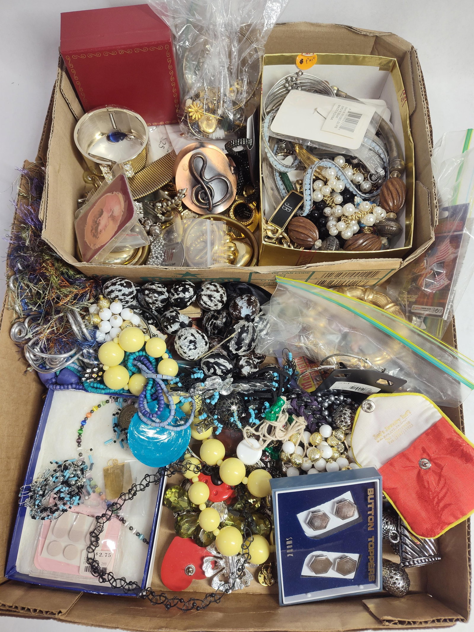 Loaded jewelry lot including beads, necklaces, pins, bracelets, earrings, brooches and more (1 of 8)