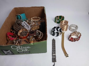 Large lot of stone and beaded bracelets