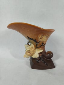 Roseville magnolia cornucopia vase