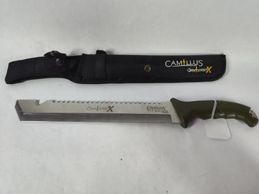 Camillus Carnivore X serrated machete in nylon sheathe
