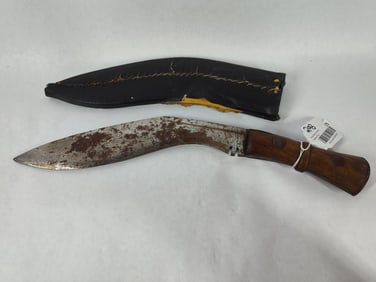 India fixed blade combat wood handled knife with sheathe