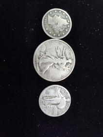 1911 V Nickel, 1927 Standing liberty quarter & 1936 Walking Liberty
