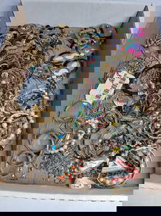 Loaded lot of bracelets, earrings, necklaces and more including beads and stones: This large lot of jewelry is unsorted as well as untested with treasures sure to be found