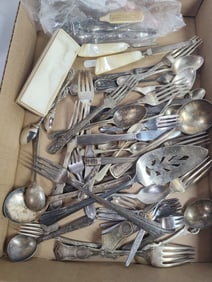 Early flat ware lot inc. Souvenir spoons, vanity set and more
