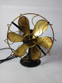 Industrial Westinghouse 6 brass blade and housing electric table top fan w/ cast iron base