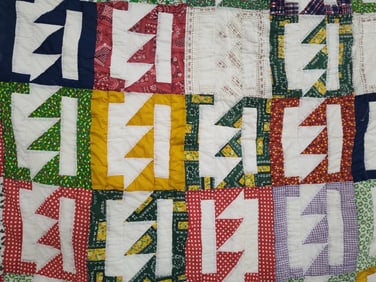 Hand stitched patchwork Sailboat block quilt