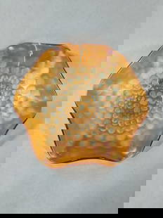 Carnival glass coin dot ruffled dish: 9.5 D