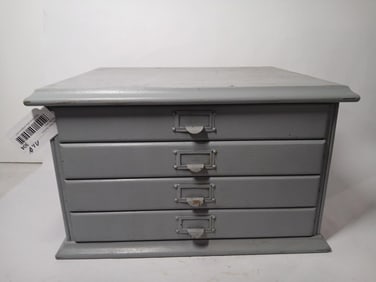 Gray painted wood counter top 4 drawer chest