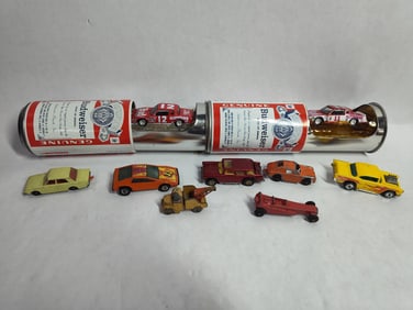 Toy Vehicles and Budweiser Can Cars