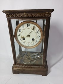French Floral Porcelain Face Regulator Clock
