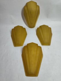Mid Century Amber Glass Light Shades