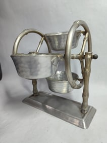 Everlast hand forged aluminum ferris wheel server with Pyrex berry/dip bowls
