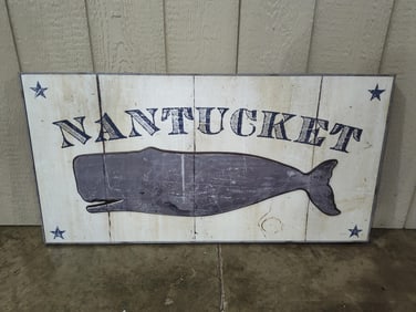 Nantucket self framed plastic and cardboard canvas whale wall hanging