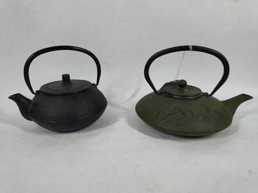Wonderful Pair of Cast Iron Tea Kettles