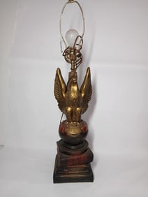 Federal Eagle hand carved table top library electric lamp