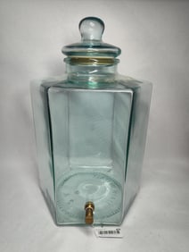 Glass lidded counter top water dispenser made in Italy w/ spout