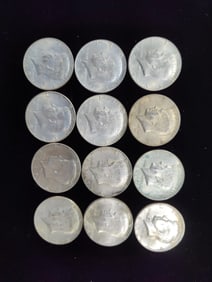 12 Kennedy 1/2 Dollars 1965-1970