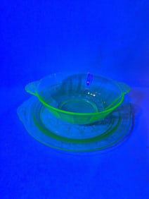 Uranium Glass Bowl and Serving Platter