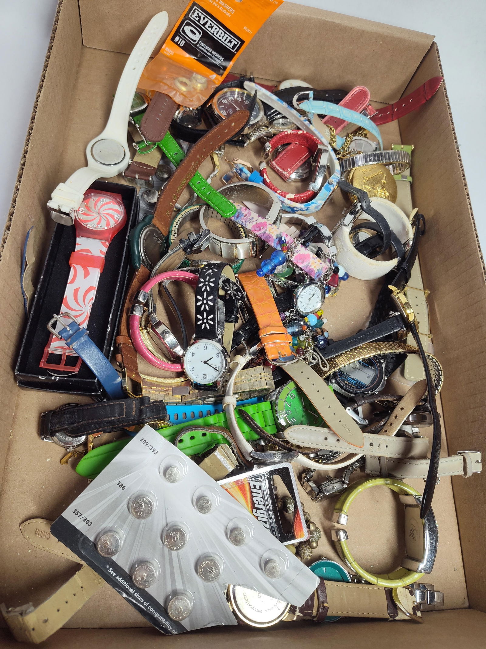 Assorted lot of wrist watches, bands and batteries (1 of 6)