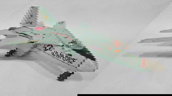 Grumman F 111 A Jet Tin Fighter Plane: Japanese tin toy. US Air Force. 14 inches long