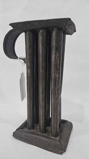 6 Hole Candle Mold: Corners on base and top have some seem separation. 10 inches tall.