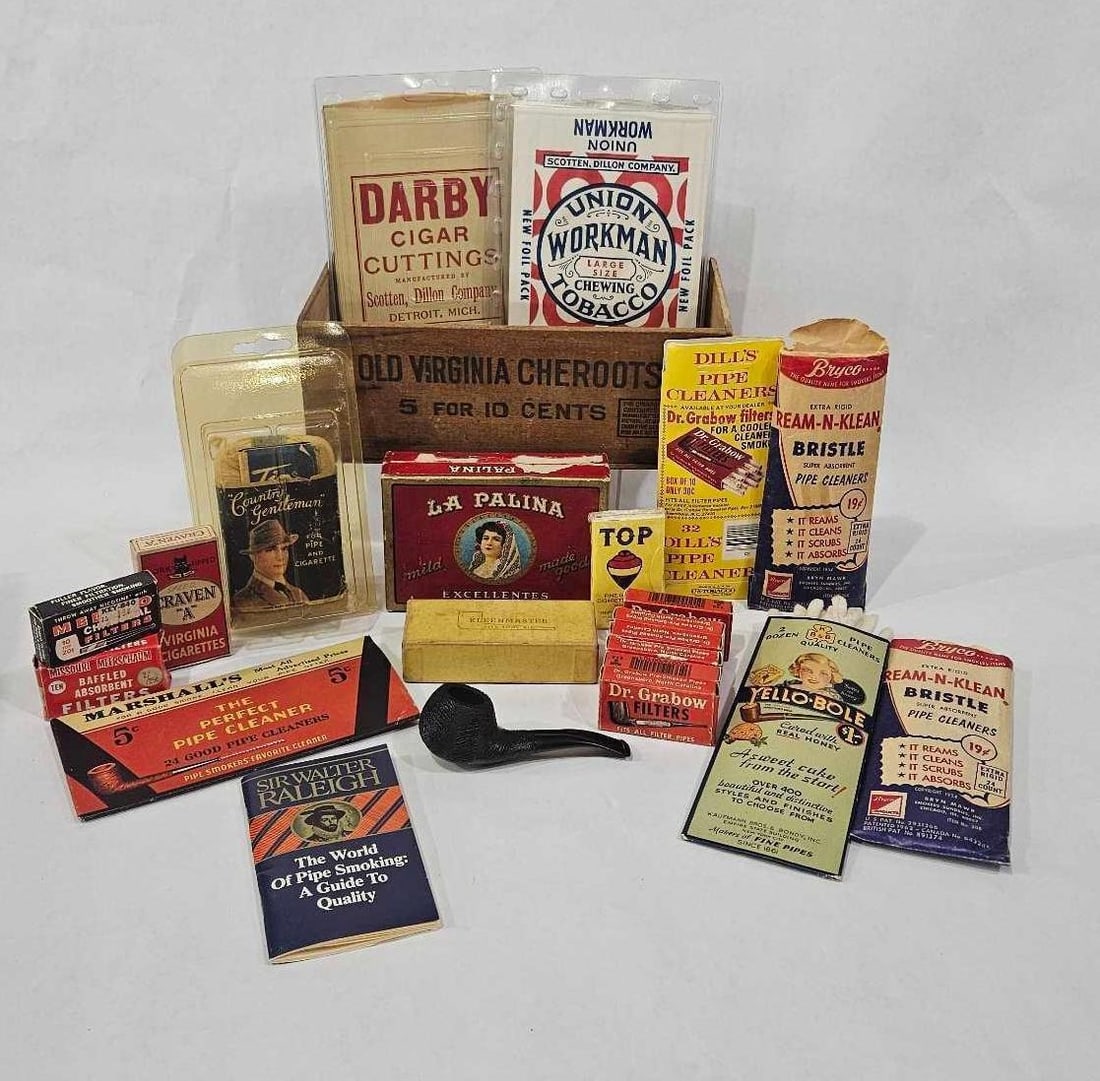 Briar Pipe, Pipe Cleaners, and Tobacco Items (1 of 20)
