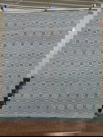 Cream & Blue Coverlet