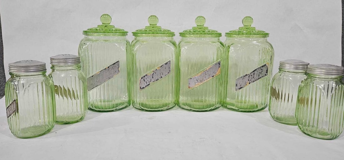 Uranium GLass Spice Jars & Canister Set (1 of 5)