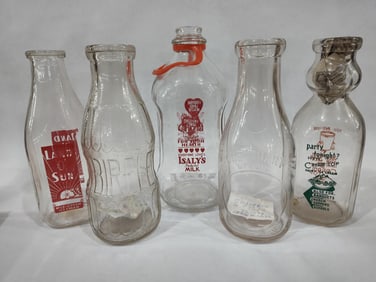 John W. Lado Co, Land O Sun, BireleysIslays, and Cream Top Milk Bottles