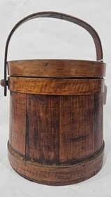 Banded Wooden Firkin Bucket