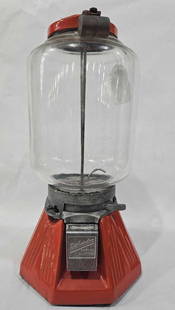 Northwestern Coin Op Candy Machine: Porcelain body with glass dispenser. 16 inches tall. No key