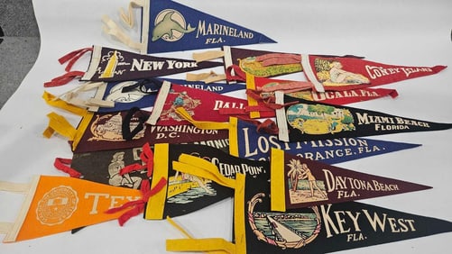 1940s-50s Felt Souvenir Pennants