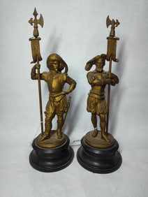Pair of Spelter Cavalier Guardsmen