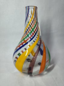 Hand Blown Art Glass Swirl Vase