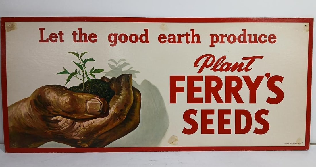 FERRY MORSE SEED CO. SS  EASLEBACK ADVERTISING LITHO SIGN (1 of 5)