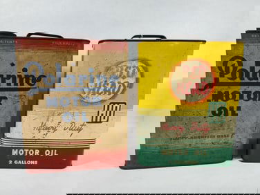 RED HEAD & POLARINE 2 GAL. MOTOR OIL CANS