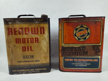 UNICO & RENOWN 2 GAL. MOTOR OIL CANS