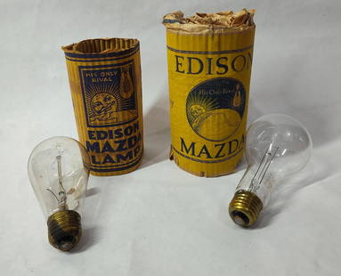 ORIGINAL EDISON MAZDA LAMPS IN ORIG. PACKAGING: Over 100 years old