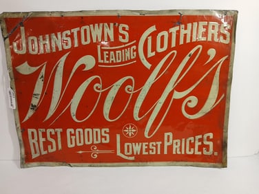 Woolfs Clothing SST Johnstown Ohio Sign
