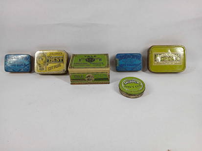 LOT OF 6 EARLY TOBACCO TINS INC.YALE, EDGEWORTH AND MORE: Great graphics