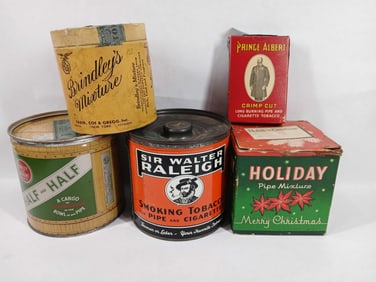 EARLY TOBACCO TIN LOT INC. SIR WALTER RALEIGH AND MORE