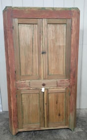 Early painted blind door corner cupboard